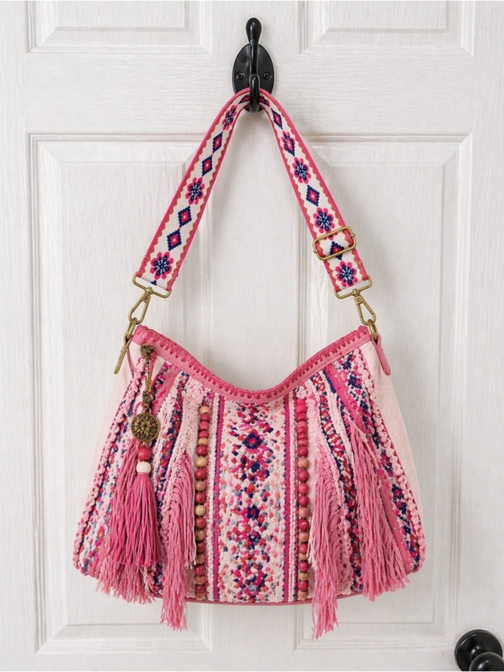 Replacement Crossbody Strap Purse Bag 1.5" Wide Adjustable Pink Multicolor NWT